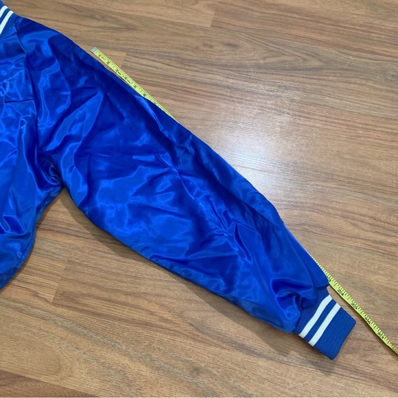 Vintage Wear Guard Blue Satin Bomber Crew Jacket Adult XL Snap Button - Picture 7 of 8